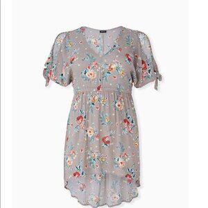Torrid Floral Crinkled Gauze Tunic Size 00 Medium Large